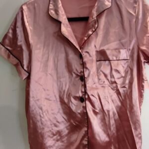 Luxurious Satin Pink Pajama Set